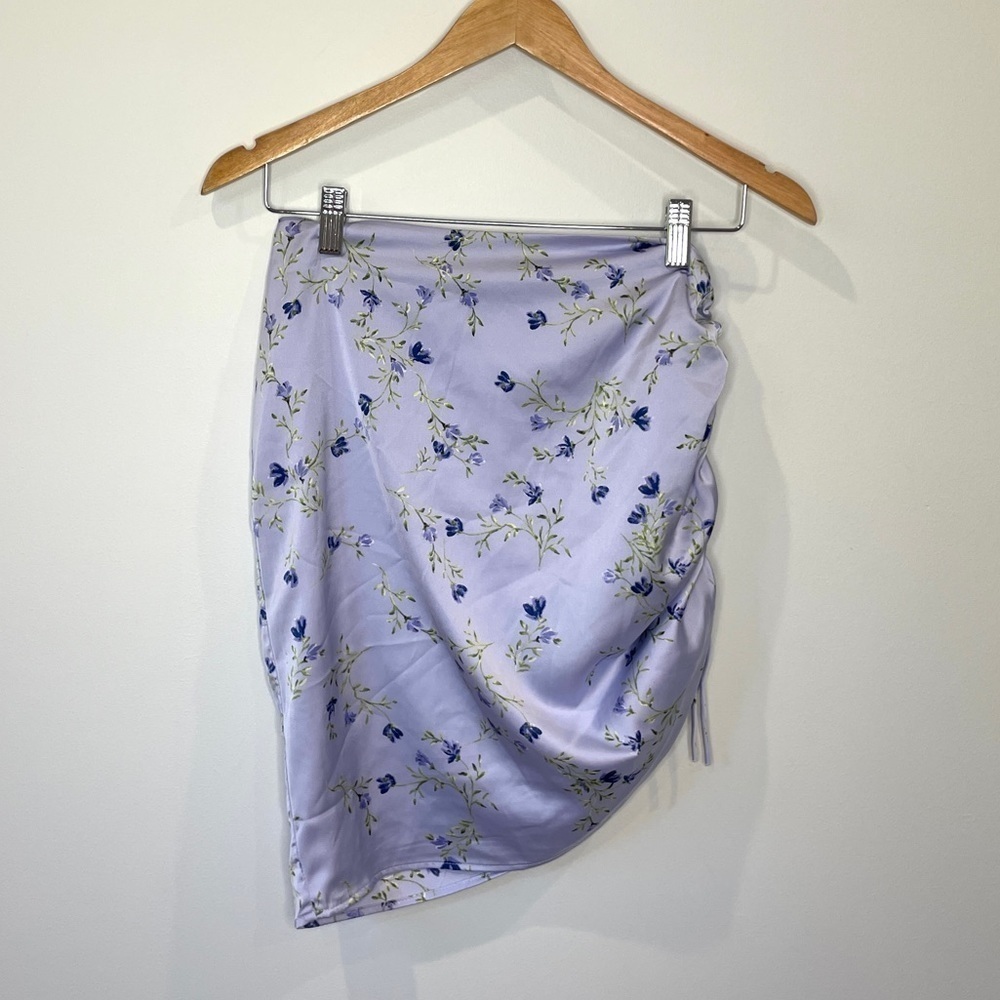Forever 21 Blue Mini Side Cinch Floral Skirt